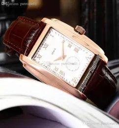 2022 Gondolo 5124G Automatisk herrklocka Rose Gold White Textured Dial Roman Markers Brown Leather Strap 5 Styles Watches Puretime03903918