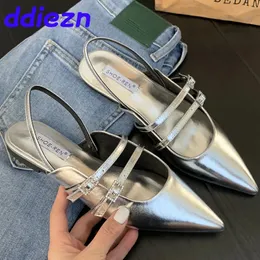 Shallow Flat Fashion With Toe Designer Pointed Ladies Women Flats Shoes Female Casual Slingback Sandals Slides 240412 210 s