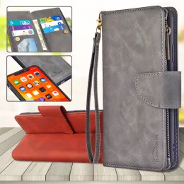 Brieftaschen für Xiaomi POCO X5 Pro X3 NFC M3 Reißverschluss Brieftasche Flip Leder Hülle Kartenhalter Ständer abnehmbares Telefonabdeckung