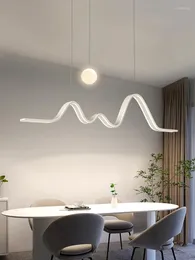 Kronleuchter Minimalismus LED LED Kronleuchter weiße lineare Anhängerlampe für Esszimmer Küche Lsland Bar Long Tisch Innenkultur Beleuchtung Leuchten