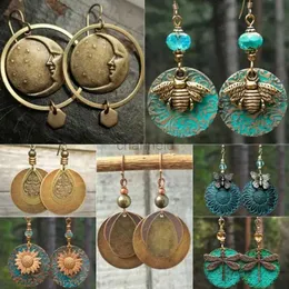 Other Vintage Bohemian Texture Dangle Earrings for Women Retro Ethnic Style Hollow Out Round Water Drop Leaf Earring Female Jewelry 240419