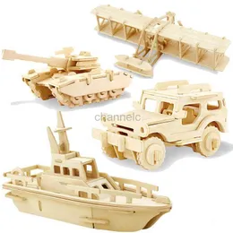 3D -Rätsel 3D DIY Holz Puzzle Spielzeug Militärserie Tankfahrzeugmodell Set kreative Versammlungs -Rätsel -Spielzeug Geschenke für Kinder Kinder 240419