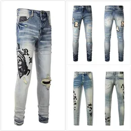 Amiril Jeans Männer für Jeans Ripped Hip Hop High Street Pat Fashion Brad Vaqueros Para Hombre Motorrad Stickerei