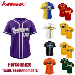 Personalize Men Women Youth Baseball Jersey Button Down Sports Tee Laser Printed Sublimation Letter Number Big Size 240412