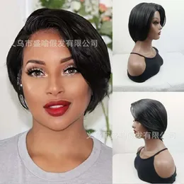 human curly wigs Fashionable and trendy short curly hair for women short wine red split wave hair wig personalized women