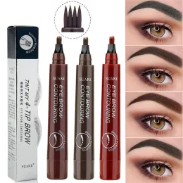 Enhancers 3D Liquid Eyebrow Bleistift dauert 4 Gabeln wasserdichtes Antisweat Nicht erfasstes Farbsimulation Augenbrauen Haar Make -up Frauenkosmetik