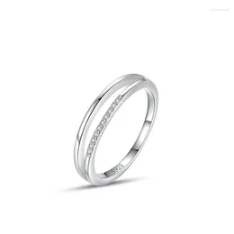 Anelli di cluster S925 Silver Ring Women's Minimalist Line Micro Intarsiabile Instagram Sense Design Sense eleganza