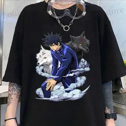 Herren-T-Shirts Neue Fushiguro Megumi T-Shirt Mode Persönlichkeit Lose Slve Strtwear Casual Anime Harajuku TS T240419