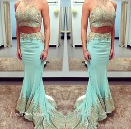 2019 Fashionable Sexy 2 Pieces Prom Dress New Arrival Mermaid Appliques Lace Party Gown Custom Make Plus Size7760097