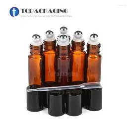 Depolama Şişeleri 6pcs x 10ml Şişe üzerine rulo Boş cam çelik silindir ile uçucu yağ örneği için küçük kozmetik kap