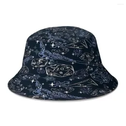 Baskers basker azures vackra redskap för babes överallt präst Dnd Game D20 DD Bucket Hat Women Män fällbara Bob Fishing Hats Panama Cap