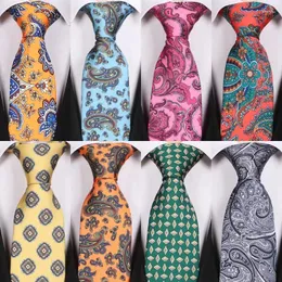 BOW TIES Classic 8cm Men's Tie Jacquard Cravatta Polka Dot Paisley Cotas de gola estampada floral para o negócio de casamento