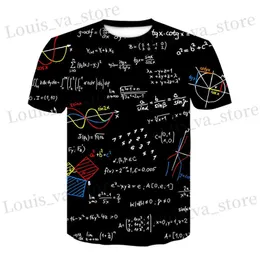 Мужские футболки Новая смешная печатная футболка математическая формула 3D Printed Strtwear Мужчины и женские детские детские мода O-образное выявление короткие Slve Digital Tops Unisex T240419