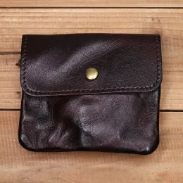 Brieftaschen 100% echter Leder Brieftasche für Männer Frauen Vintage handgefertigt kurze kleine Männer Geldbeutelhalter mit Reißverschluss Coin Pocket Money Bag