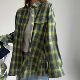 Kvinnorjackor Designer Coats Wind Versatile Lapel Löst passande skjorta 2024 Våren och hösten Plaid Långärmad Pocket Women's Shirt