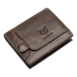 Portafogli bullcaptain autentica cuoio di cuoio da uomo portafoglio RFID RFID Male Cowphide Coin Pocket Pocket Card Designer di alta qualità E071