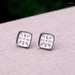 Saplama Küpe Gümüş 925 Kadın Beyaz Altın Renk Sarı 10x10mm Yastık Cabochon Yarı Montaj Ayarı