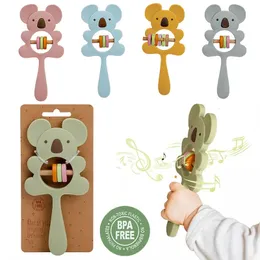 1pcs silicone teether koala elefante handbells righetta un roditori liberi con la collana di grado alimentare grade cibo masticabile giocattoli per bambini masticabili 240407