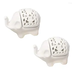 Ljushållare 2st Tealight Holder Elephant Hollow Ceramic Light for Dining Table and Home Decor