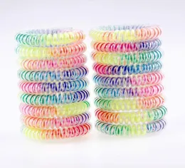 Kids Girl Rainbow Color Telephone Wire Hair Tie Girls Elastic Hairband Ring Rope Bracelet Stretch Scrunchy Hair Accessories1839519