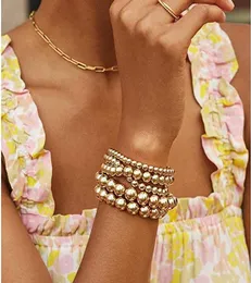 Paski z koralikami 3 szt. 854 mm rozciąganie bransoletki złote kulki srebrne kolor mody małe koraliki bohemian boho styl retro biżuteria 8768301