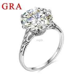 Anéis de casamento Szjinao Corte redondo maciço Certificado 12mm 6ct anel de moissanita para mulheres 925 Passo de diamante de diamante de casamento prateado