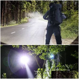 Flashlights Torches 100000Lm Powerf Led Flashlight High Power Rechargeable 1000M Lighting Waterproof Tactical Torch Cam Outdoor Ligh Dhafm
