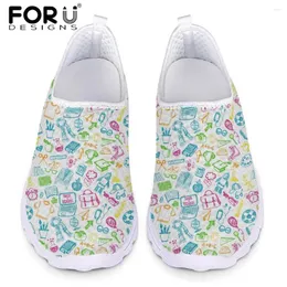 Casual Shoes Forudessigns Happy Teacher's Day Muster Frau Ausrutschen auf Sneakers Mesh für Frauen Leichtes Schuhe Geschenke Lehrer Lehrer