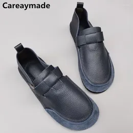 Casual Shoes Careaymade-Genuine Leather Pure Handgjorda herrar utomhus mjuka andningsskikt kohud retro original kvinnors lägenheter