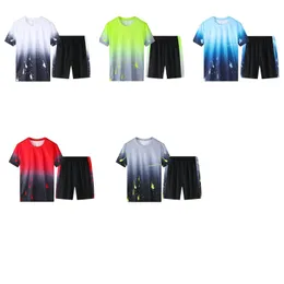 メンズレジャーホームスーツスポーツウェアレジャースポーツクイック乾燥半袖スポーツシャツアウトドアトレーニングスーツシンショーツ