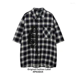 Мужские повседневные рубашки xpkaeax Оригинальный модный бренд лето свободно рубашка с половиной рукава.