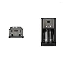 Brothersteller 4-Flaffen-Toaster mit zwei Steuerplatten 12 Tasse Kaffeemaschine Set Black Edelstahl programmierbar gebürstetes Metall