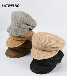 Nova fêmea retro plissada de design de newsboy hat ladies protetora solar chapéus octogonais elegantes gestas de chá feminino padeiro chapéu 6 cores y26219155