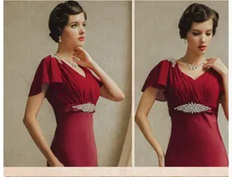 Gradeful Borgonha Celebrity Dresses Long Vintage Vintage Elegante Piso Vneck Wear Formal para mulheres Vestidos de noite Cocktail Party 2021061