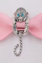 Andy Lewel Authentic 925 Sterling Jewelry Silver Pärlor Sparkling Monkey Charms Passar Europeiska stilarmband Halsband 6856303