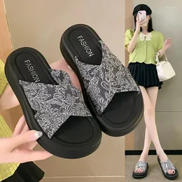 Slippers for Women 2024 Summer Designer Soft-Soled Fashion Shoes Nature Female 5cm Opendly Platform Slipper Ladies