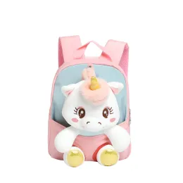 가방 2021 New Kid Cartoon Plush Unicorn Backpack 3d Doll 학생 배낭 유치원 소년 소녀를위한 작은 학교 가방