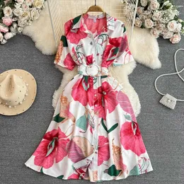 Yuoomuoo Women Dress Fashion Print Floral Aline Frush Elegant Vintage Off Lady Summer с повседневным vestidos 240419