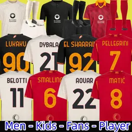 23 24 24 Dybala Aouar Soccer Jerseys Totti Maglia Pellegrini Belotti 2023 2024 Koszulki piłkarskie Mancini Men Kit Kit El Shaarawy Romas Fani Fan Lukaku Fourth