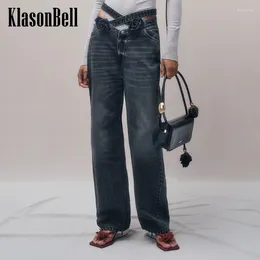 Женские джинсы 4,2 Клазонбелл Хай-стрит Шик Крисс Крест створки цветочные дизайн вымытый джинсовые штаны с низкой талией.