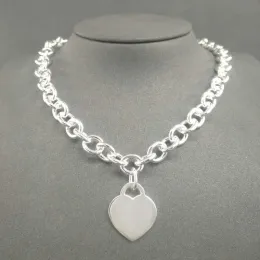 Chokers Moda Tasarımcısı Kalp Aşk S925 STERLING Gümüş Kolye Kadınlar Klasik Kalp Şekillendirilmiş Kolye Charm Zincir Kolyeleri Lüks Bran