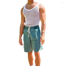 Canotte maschili 2024 Summer Outdoor Vacation gilet spiaggia mesh sexy per uomo cinghia cavela di moda camisole senza maniche