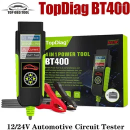 TOPDIAG BT400 CAR BATTERY TESTER AUTOMOTIVE OBDスキャン12V/24V 20-2000 CCAアナライザーロードテスト自動クランキング充電ツール