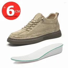 Casual Shoes Senaste man Lift Sneakers Hiss Män höjd Öka Intersula 6 cm Autumn Tall Pig Leather Spring Sports