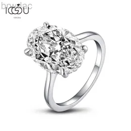 Solitaire Ring IOGOU 925 STERLING SLATER ENGAIGE SOLITAIRE SOLITAIRE PARA MULHERES 10*14mm Oval Corte noivado de casamento Jóias de anel de anel de halo Femme Banela D240419