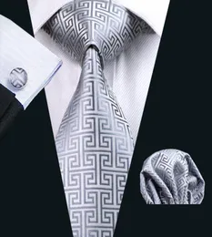 Schnelle Krawatte Mens Grey Seide Biegerchief Set Jacquard Woven Herren Krawatte Set Business Work formelle Besprechung Hochzeit Freizeit N04846088877