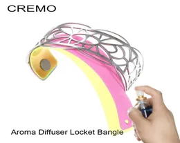 CREMO minimalistisk manschett armband aroma diffusorstock kvinnor rostfritt stål armband slumpmässigt skicka 5 st olje pads2937435