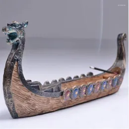 Decorative Figurines Dragon Boat Incense Stick Holder Burner Hand Carved Censer Ornaments Retro Burners Traditional Design Home Decoration