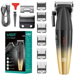 VGR Professional Metal Mens Hair Clipper Cordcordless Haircut Machine Electric Beard Hair Trimmer Barber Shop Laddningsbar 240412