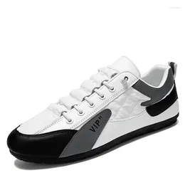 Casual Shoes Läder för Mens Luxury Man Casuall Sneakers Classic Loafers Flat bekväm modesport